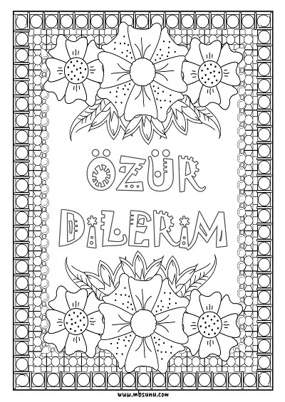 Değerler Eğitimi – Özür Dilerim Desenli Boyama Sayfası