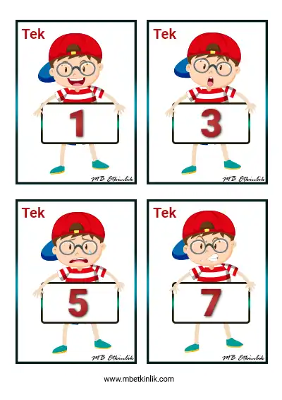 3. Sınıf Matematik – Tek ve Çift Sayılar Kartları