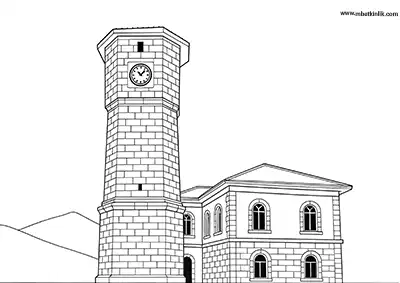 Elazığ Maden Saat Kulesi Boyama Sayfası