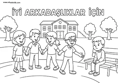 2. Sınıf Hayat Bilgisi İyi Arkadaşlıklar İçin Boyama Sayfası